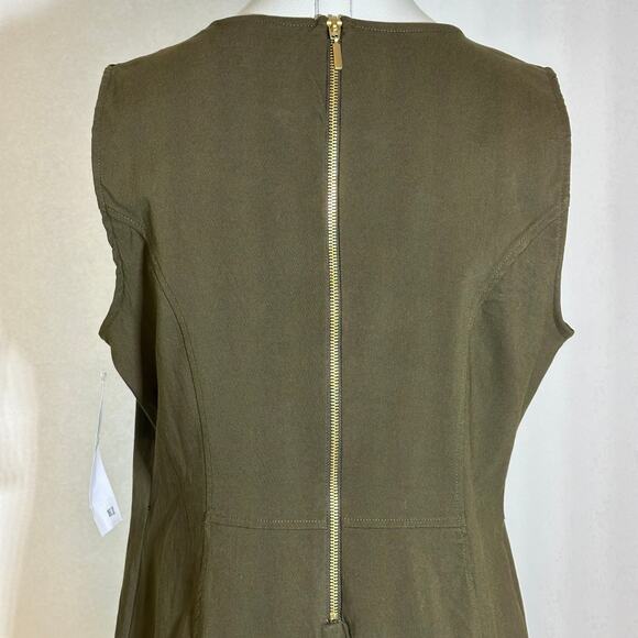 NWT Nina Leonard Olive Green Sleeveless Sheath Dress Career Womens Size Large L - Picture 7 of 12